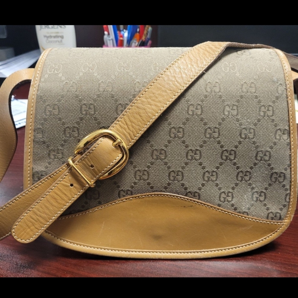 Gucci Tan and Brown Crossbody Bag with GG Monogram